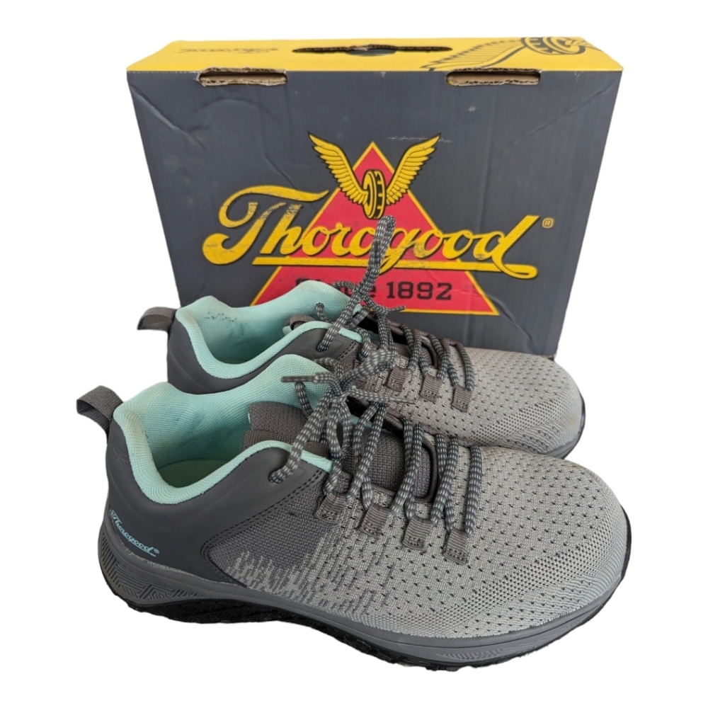 Work Safety Sneakers Thorogood AST Low Composite Toe Sneakers, Grey/Teal Sz 9W